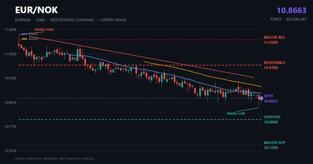 EUR/NOK Forecast: 10.87 Holds as the Krone Books an 8% Year
