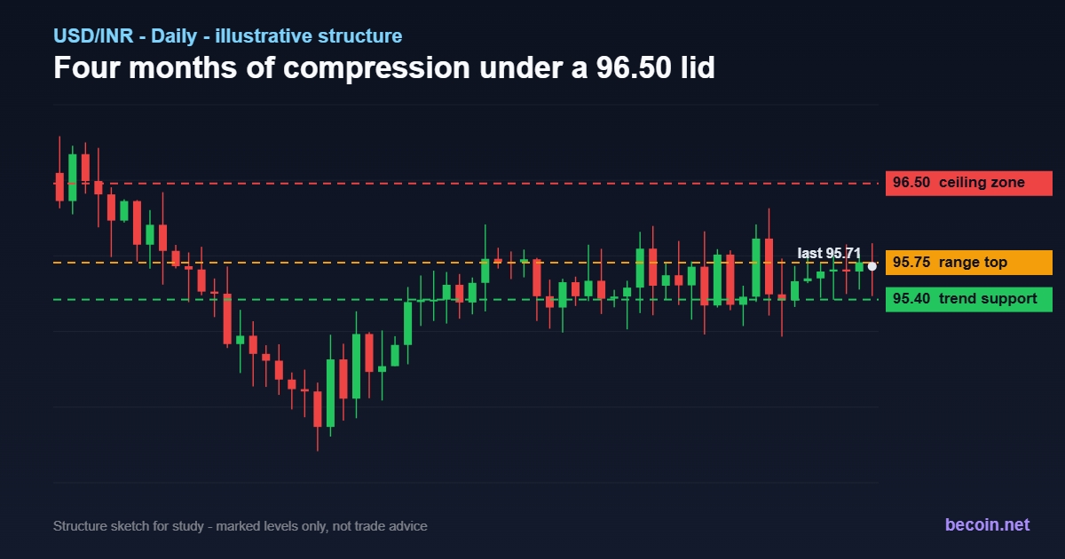 USD/INR Forecast: 95.50 Coils Under the 96.50 Ceiling