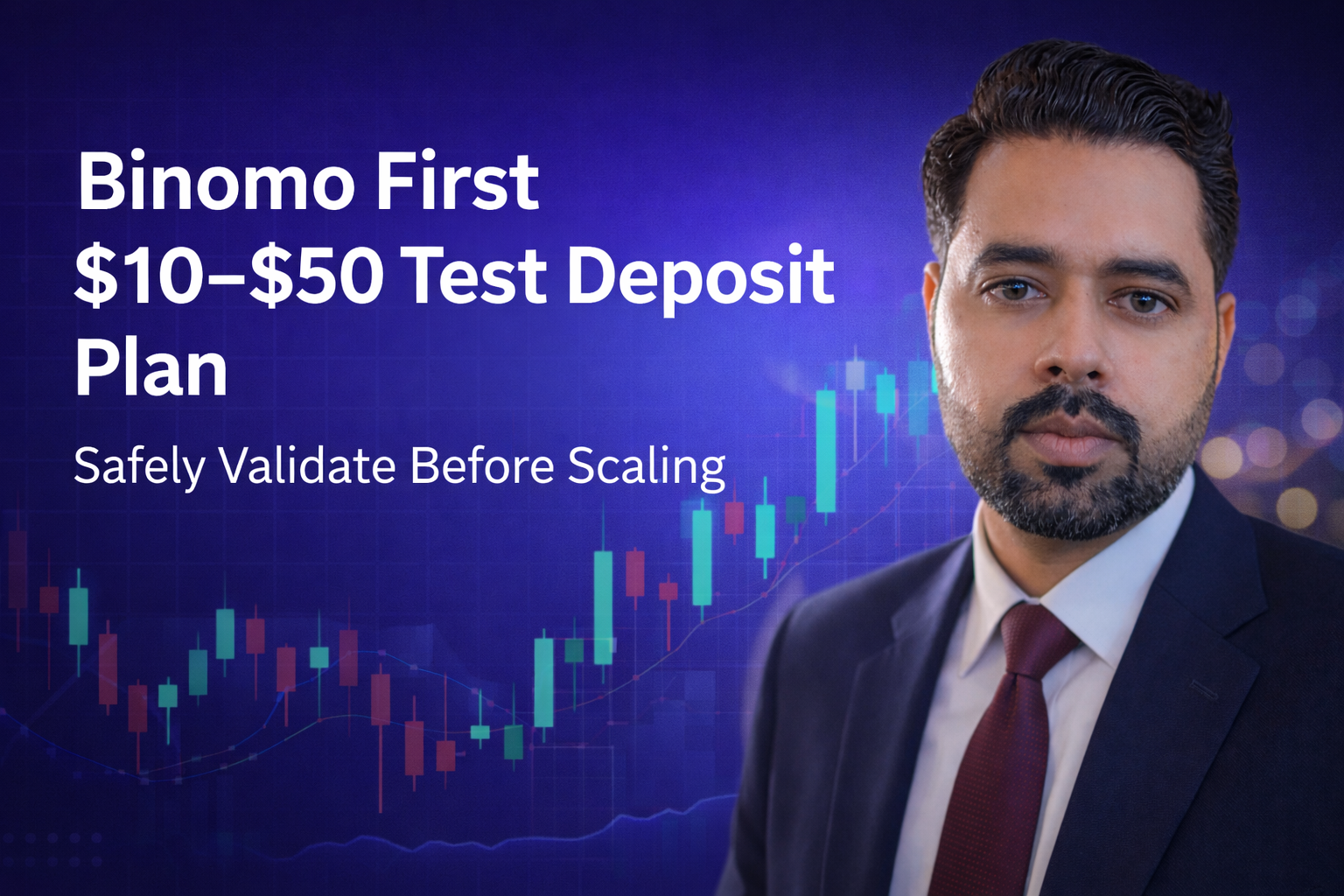 Primo piano di deposito di prova da $ 10 a $ 50 di Binomo: il modo più sicuro per convalidare la piattaforma prima della scalabilità