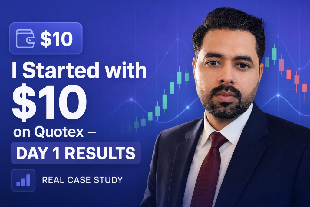 Я почав із 10 доларів на Quotex – результати першого дня (справжнє прикладне дослідження)